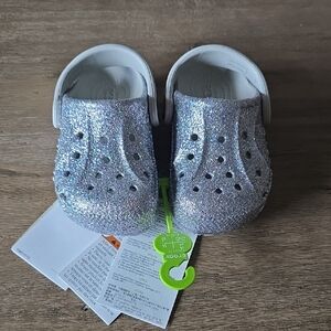 CROCS Kids Sparkly Silver Sandals